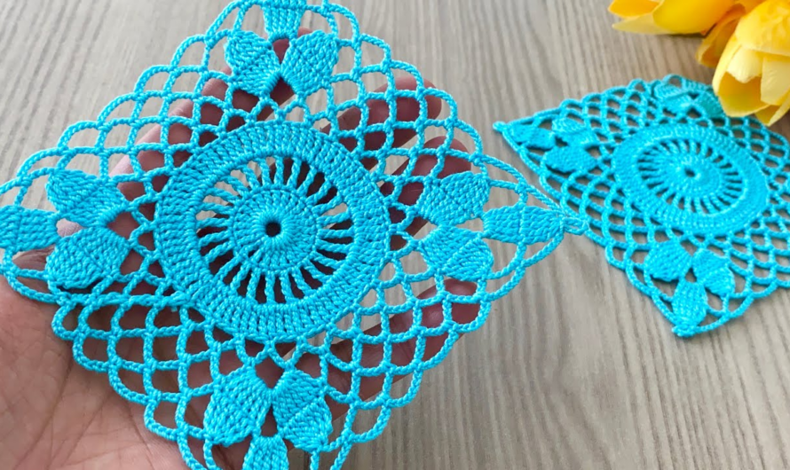 😍💖Crochet Floral Square Motif Runner, Blouse😘