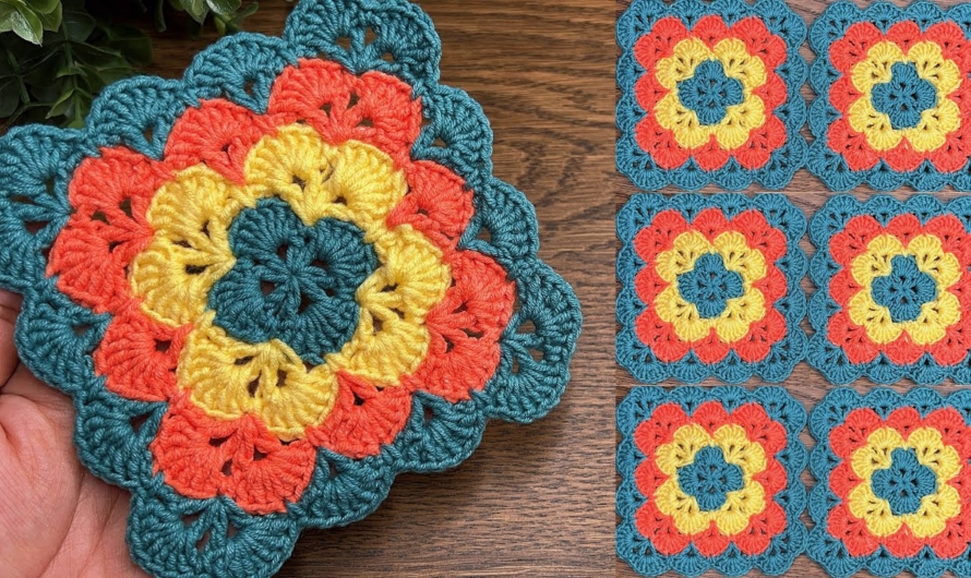 💖😘crochet square motifs pattern for beginners