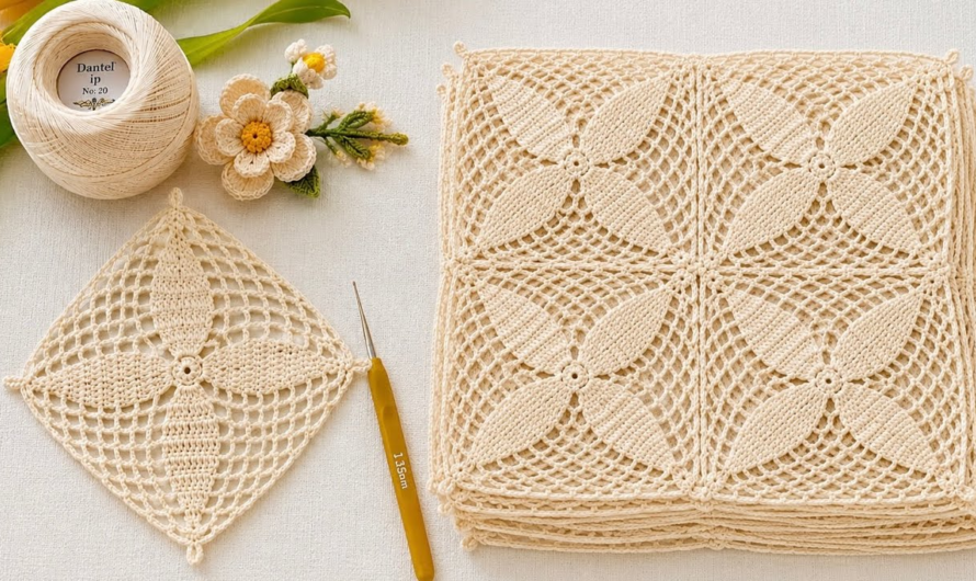 🌺💕How to Crochet Square Motif