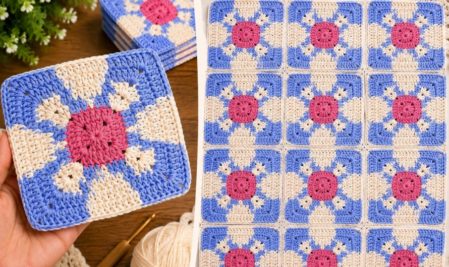 🌺🌸This Beautiful Granny Square ,Easy Step-by-Step Tutorial ✨