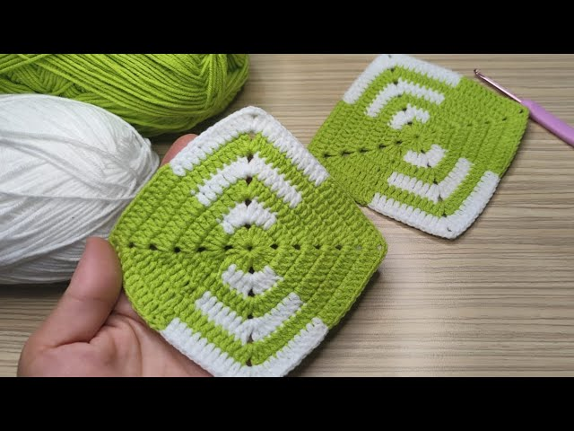 😍😘How to Crochet Pistachio Green White Granny Square Motif