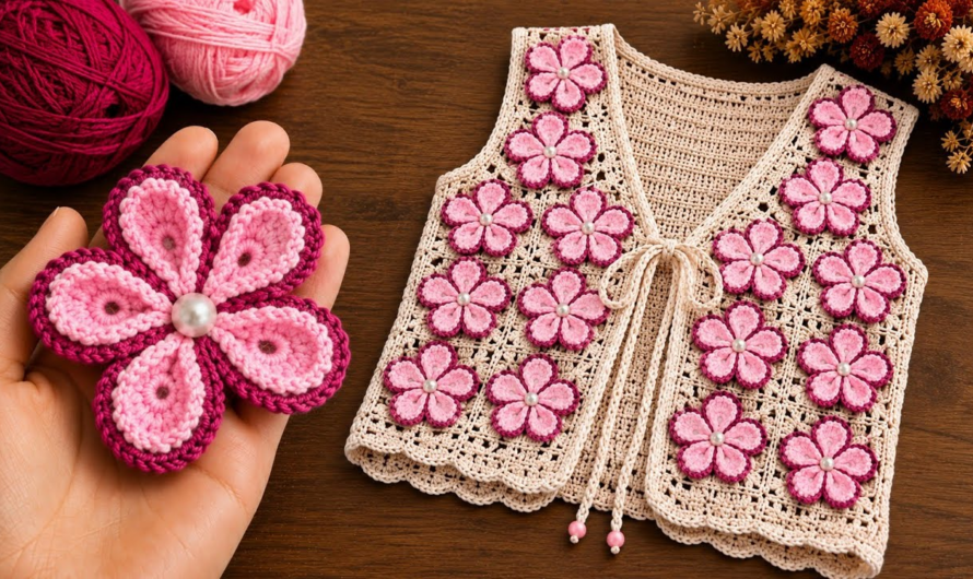 ✨💖How To Crochet a Beautiful Flower Motif Vest | Bag, Table Runner & Granny Square